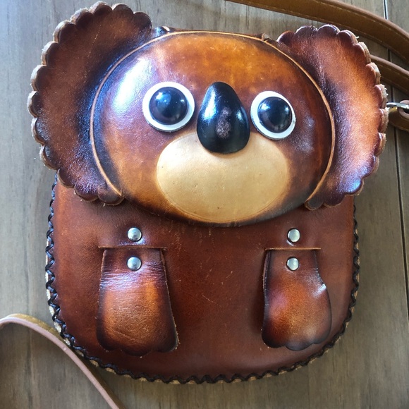 Sweet Little VTG Leather Koala Bear Purse Genuine Leather with Shoulder Strap - Picture 2 of 5